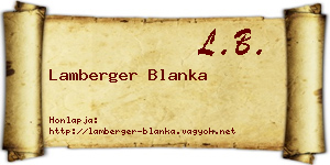 Lamberger Blanka névjegykártya
